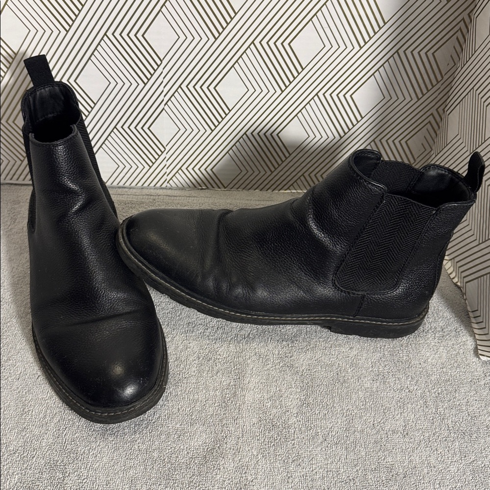 Abound boots Black Leather Ankle Boots men’s size‎ 9 leather upper slip on